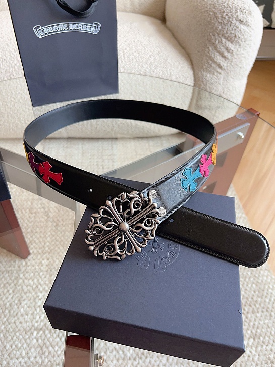 Кожаный ремень Chrome Hearts Cross Patch Cemetery premium