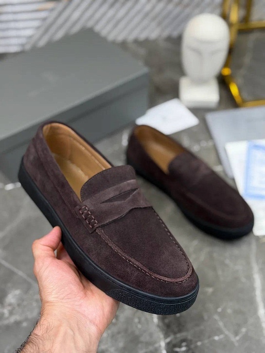 Замшевые лоферы Brunello Cucinelli коричневого цвета