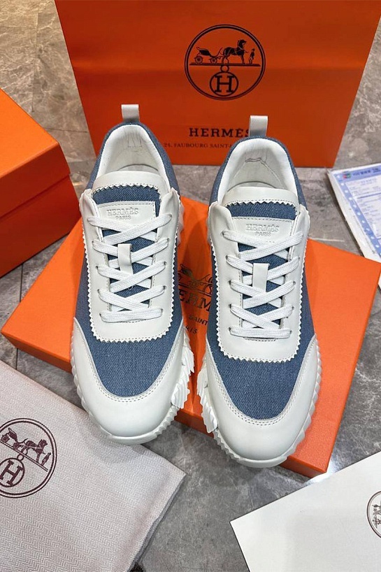 Мужские кроссовки Hermes Bouncing - White / Blue