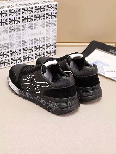 Комбинированные кроссовки с мехом Premiata low-top - Black   