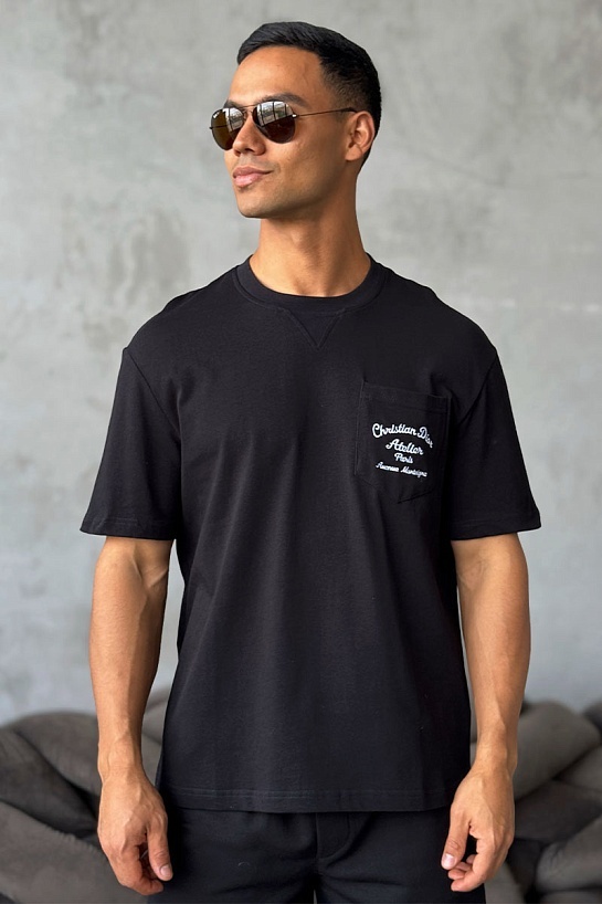 Чёрная оверсайз футболка Dior Atelier Pocket