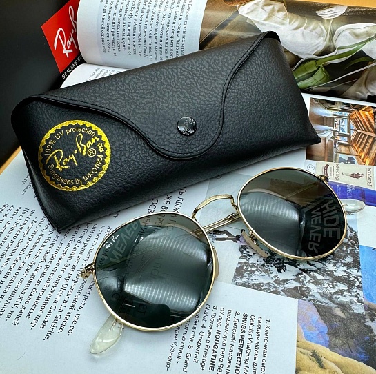 Солнцезащитные очки Ray-Ban Round Metal - Green / Gold