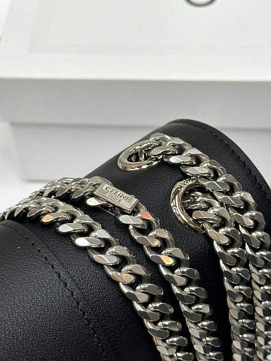 Женская сумка Celine Victorire Medium Premium 21x12x7 см - Black / Silver   