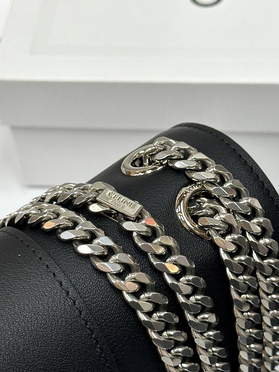 Женская сумка Celine Victorire Medium Premium 21x12x7 см - Black / Silver