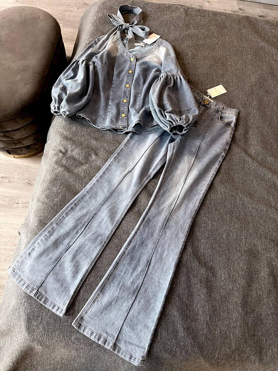 Женский джинсовый костюм Zimmermann синего цвета