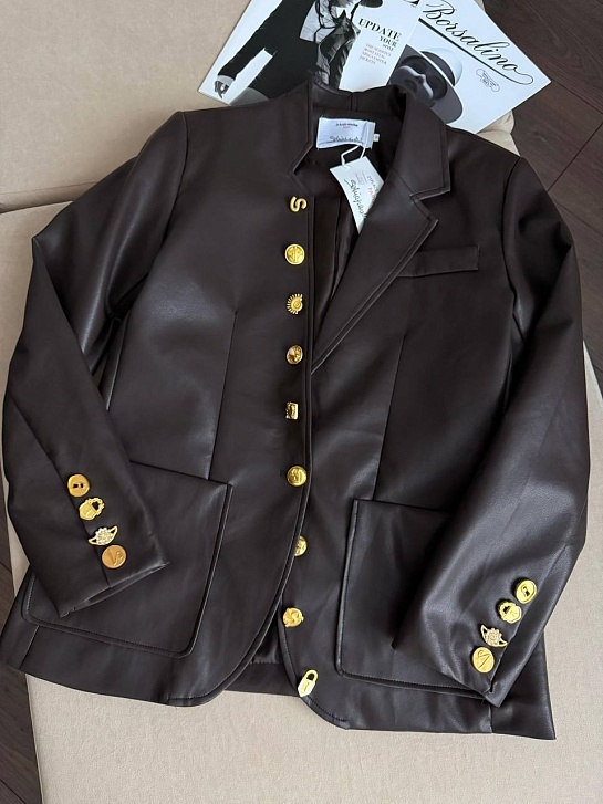 Женский пиджак из эко кожи Schiaparelli Premium - Brown