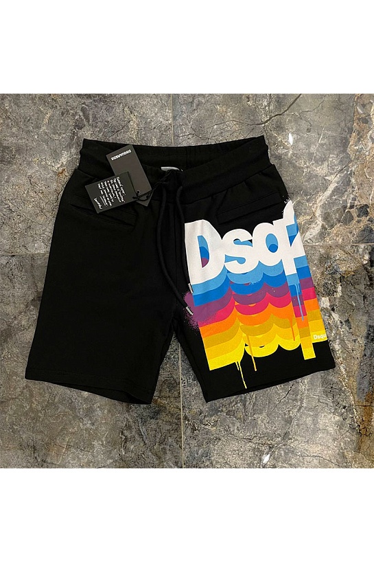 Чёрные мужские шорты Dsquared2 logo-print