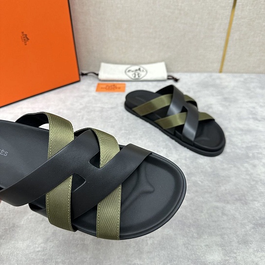 Мужские шлёпанцы Hermes Kazimir - Black / Khaki