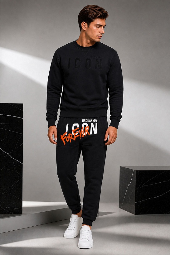 Мужские чёрные штаны Dsquared2 "ICON" Forever