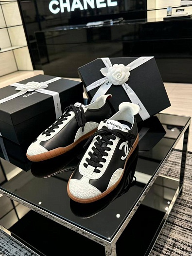 Женские кожаные кроссовки Chanel premium   