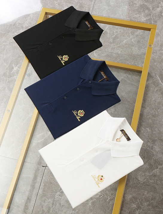 Мужское тёмно-синее поло Loro Piana premium