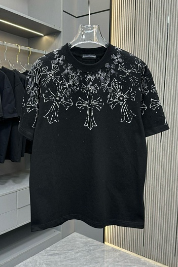 Чёрная оверсайз футболка Chrome Hearts Premium   