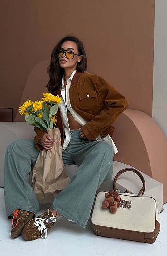Женский вельветовый бомбер MIU MIU   