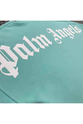 Бирюзовое оверсайз худи Palm Angels Classic logo-print   