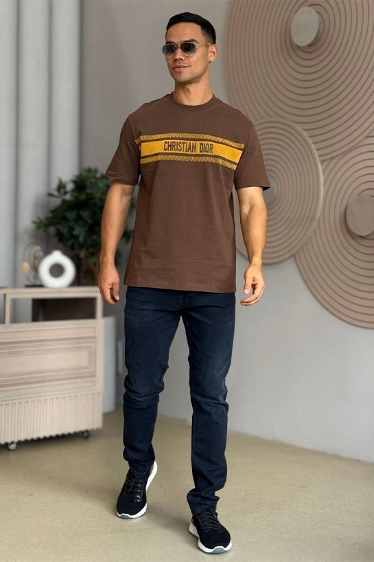 Мужская оверсайз футболка Dior - Brown