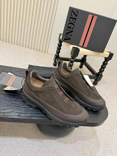 Замшевые кроссовки Zegna Triple Stitch Monte - Brown   