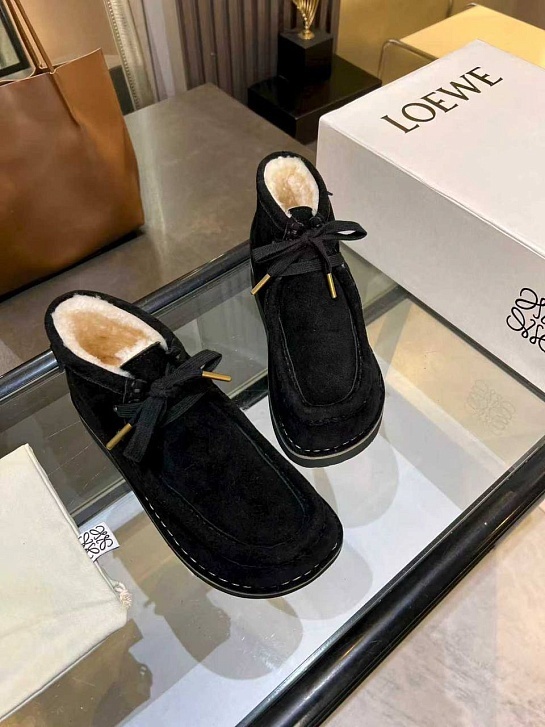 Женские ботинки с мехом Loewe premium - Black