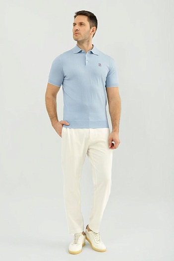 Мужское голубое поло Brunello Cucinelli premium   