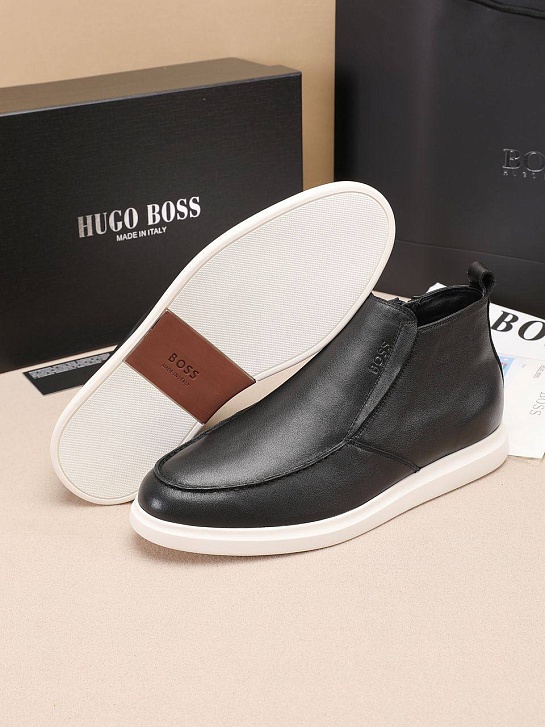 Кожаные лоферы с мехом Hugo Boss high-top - Black