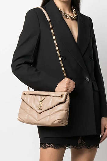 Женская кожаная сумка Yves Saint Laurent Loulou Premium 28x17x9 см - Beige   