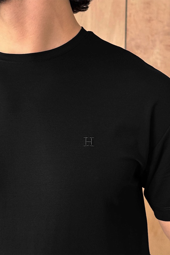 Футболка чёрного цвета Hermes H embroidered