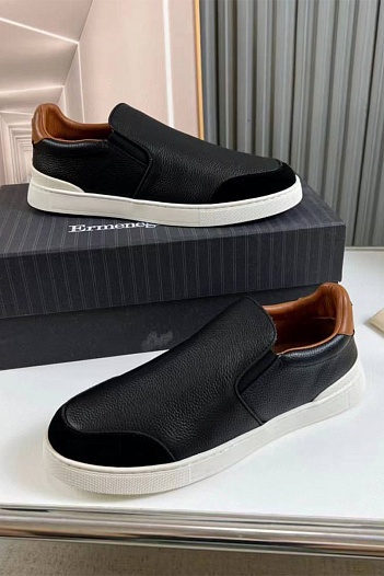 Мужские кожаные слипоны Ermenegildo Zegna   