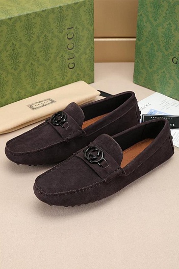 Мужские замшевые мокасины Gucci Interlocking G   