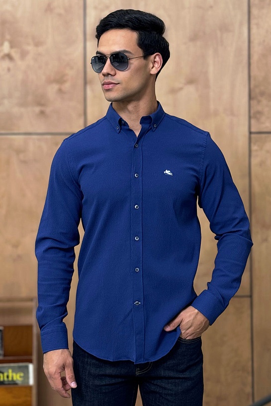 Мужская синяя рубашка Etro Pegasus logo