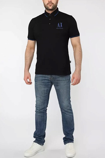 Чёрное поло Armani Exchange embroidered-logo   
