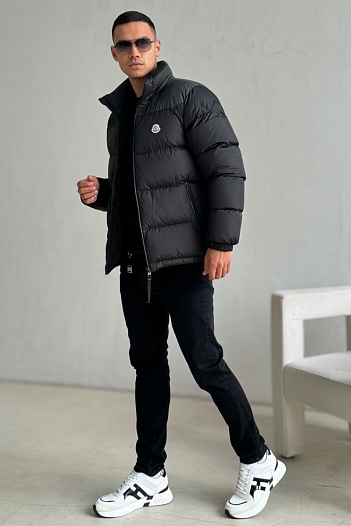 Утеплённая куртка Moncler Peuplier logo-patch - Black   