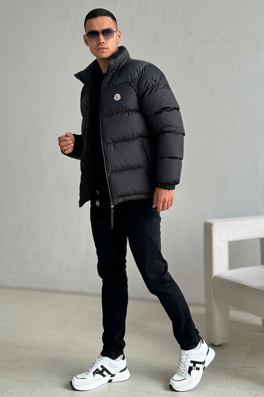 Утеплённая куртка Moncler Peuplier logo-patch - Black