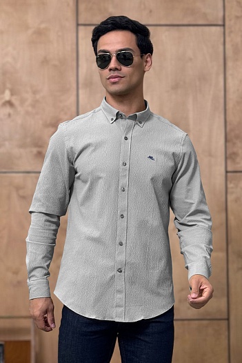 Мужская серая рубашка Etro Pegasus logo   