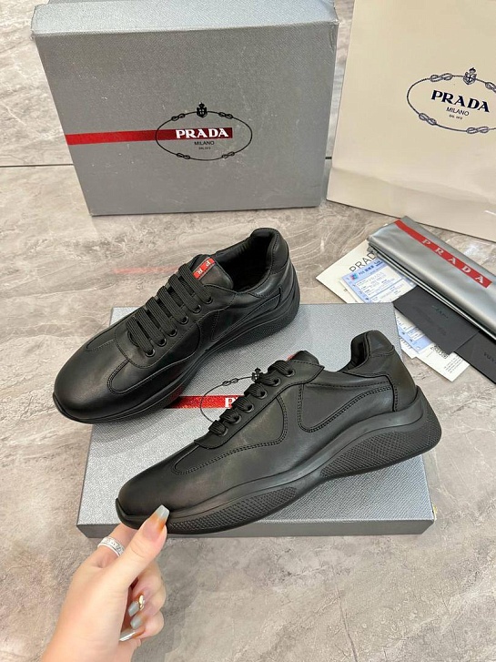 Кожаные кроссовки Prada America's Cup - Black