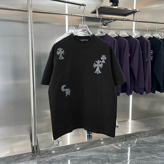 Чёрная оверсайз футболка Chrome Hearts Premium