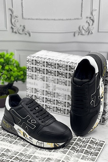 Кожаные кроссовки с мехом Premiata Mick - Black / White   
