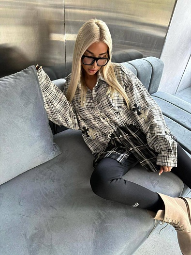 Женская рубашка в клетку Chrome Hearts   