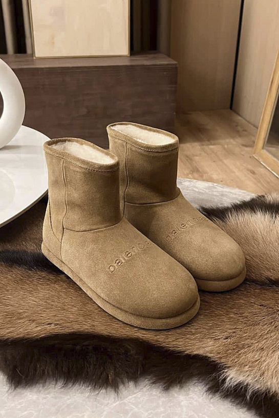 Женские ботинки с мехом Balenciaga Alaska premium - Beige
