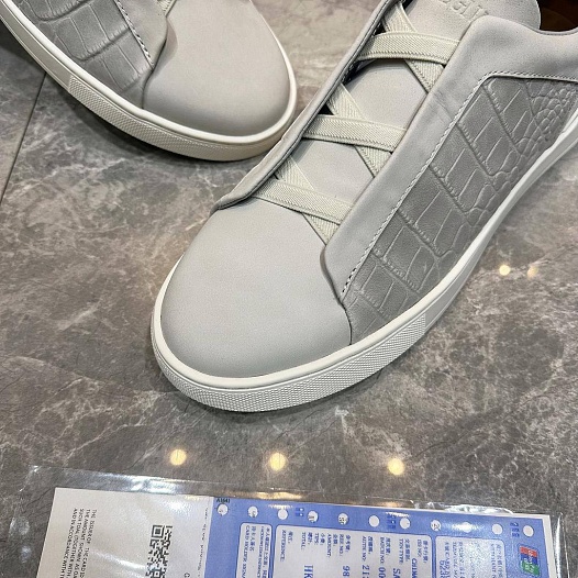 Мужские кроссовки Ermenegildo Zegna Triple Stitch Alligator - Grey   