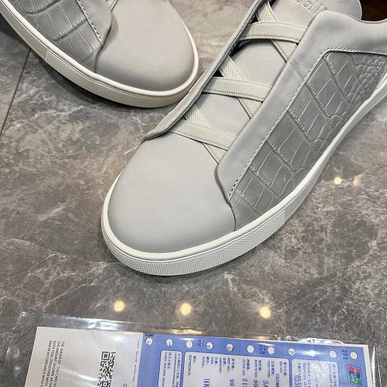 Мужские кроссовки Ermenegildo Zegna Triple Stitch Alligator - Grey