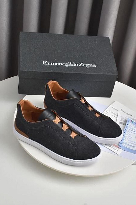 Чёрные кроссовки Ermenegildo Zegna Triple Stitch Wool