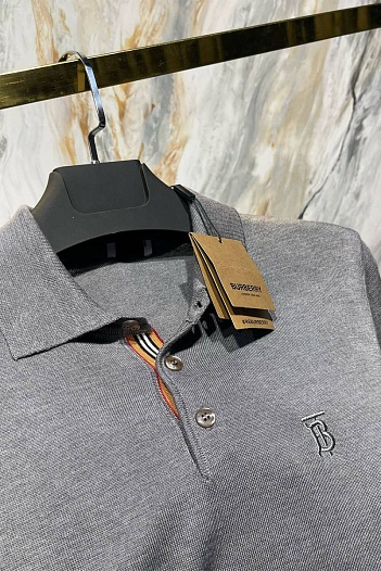 Мужское поло Burberry TB logo-embroidered - Grey   
