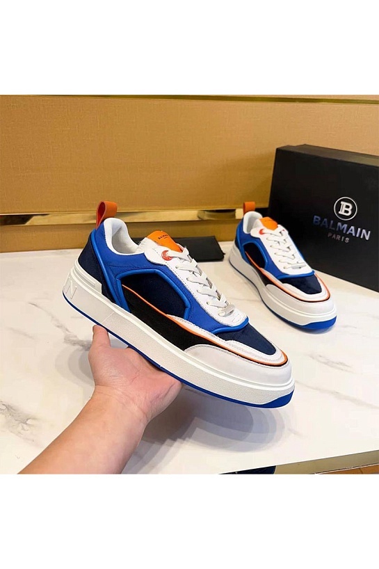 Комбинированные кроссовки Balmain синего цвета