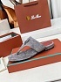 Женские замшевые шлёпанцы Loro Piana Premium - Grey