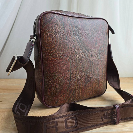 Кожаная сумка Etro с узором пейсли 22x24 см   