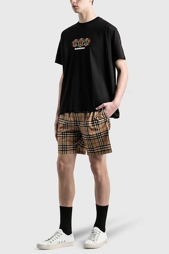 Мужская чёрная футболка Burberry Globe Graphic