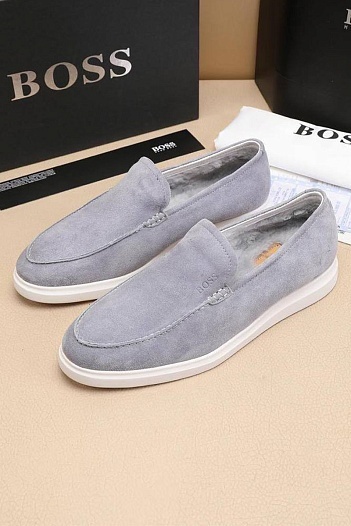 Замшевые лоферы с мехом Hugo Boss   