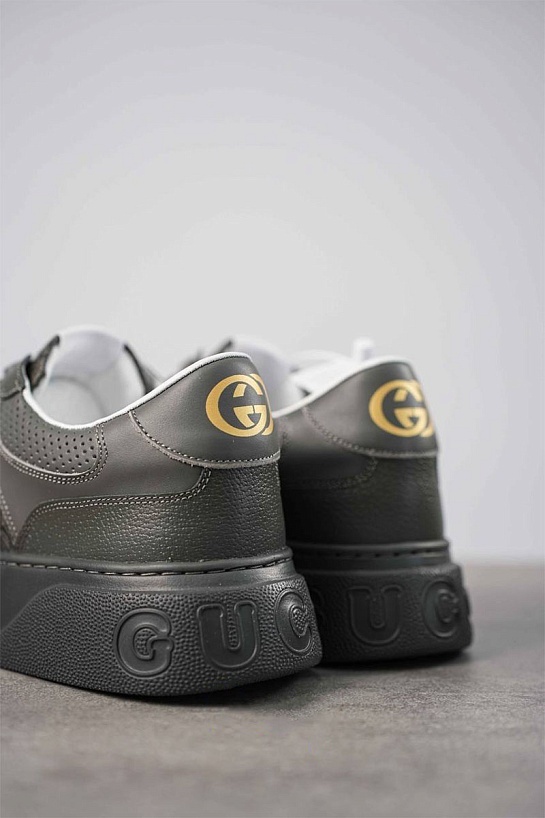 Мужские кожаные кроссовки Gucci GG Monogram - Grey
