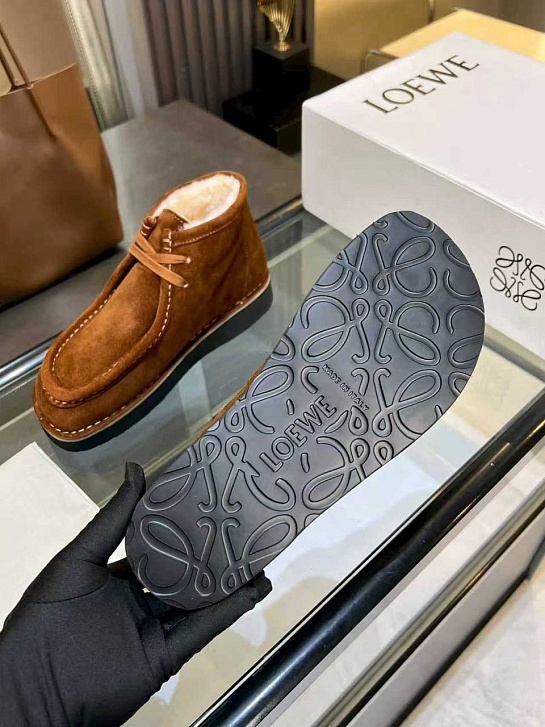 Женские ботинки с мехом Loewe premium - Chestnut