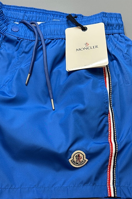 Мужские синие шорты Moncler logo-patch