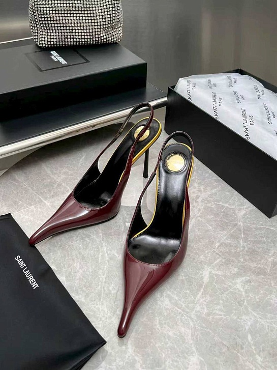 Женские кожаные туфли на каблуке Yves Saint Laurent premium